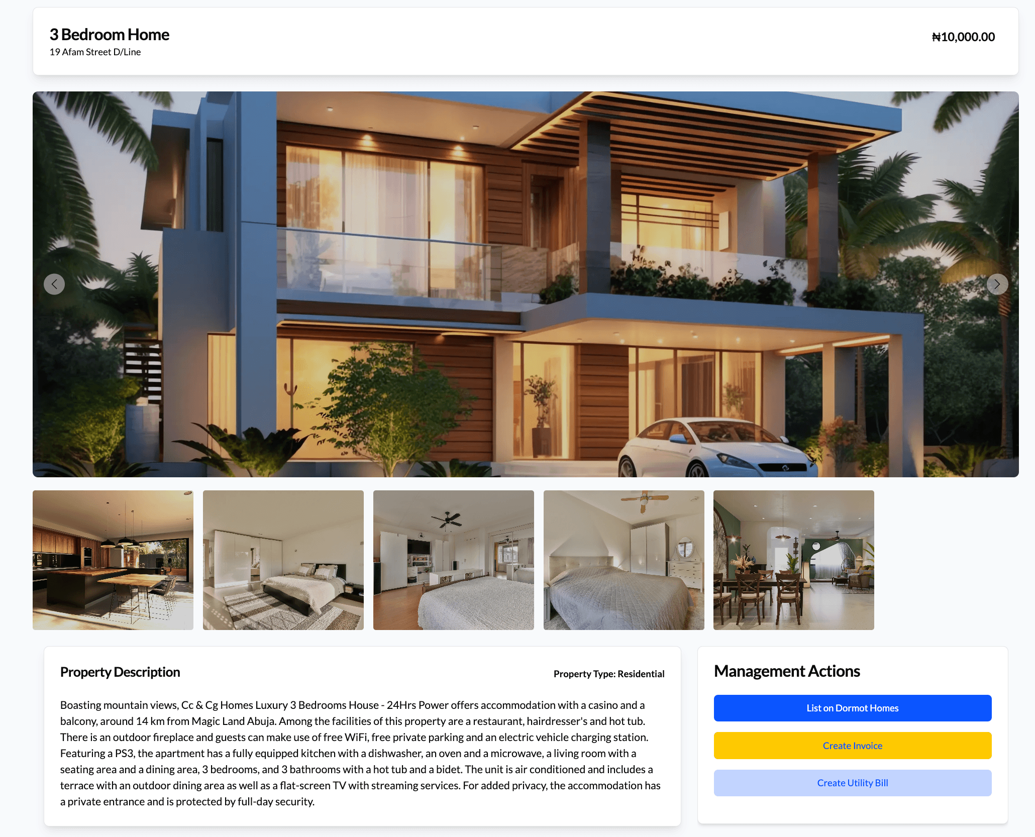 Dormot Property Management Interface