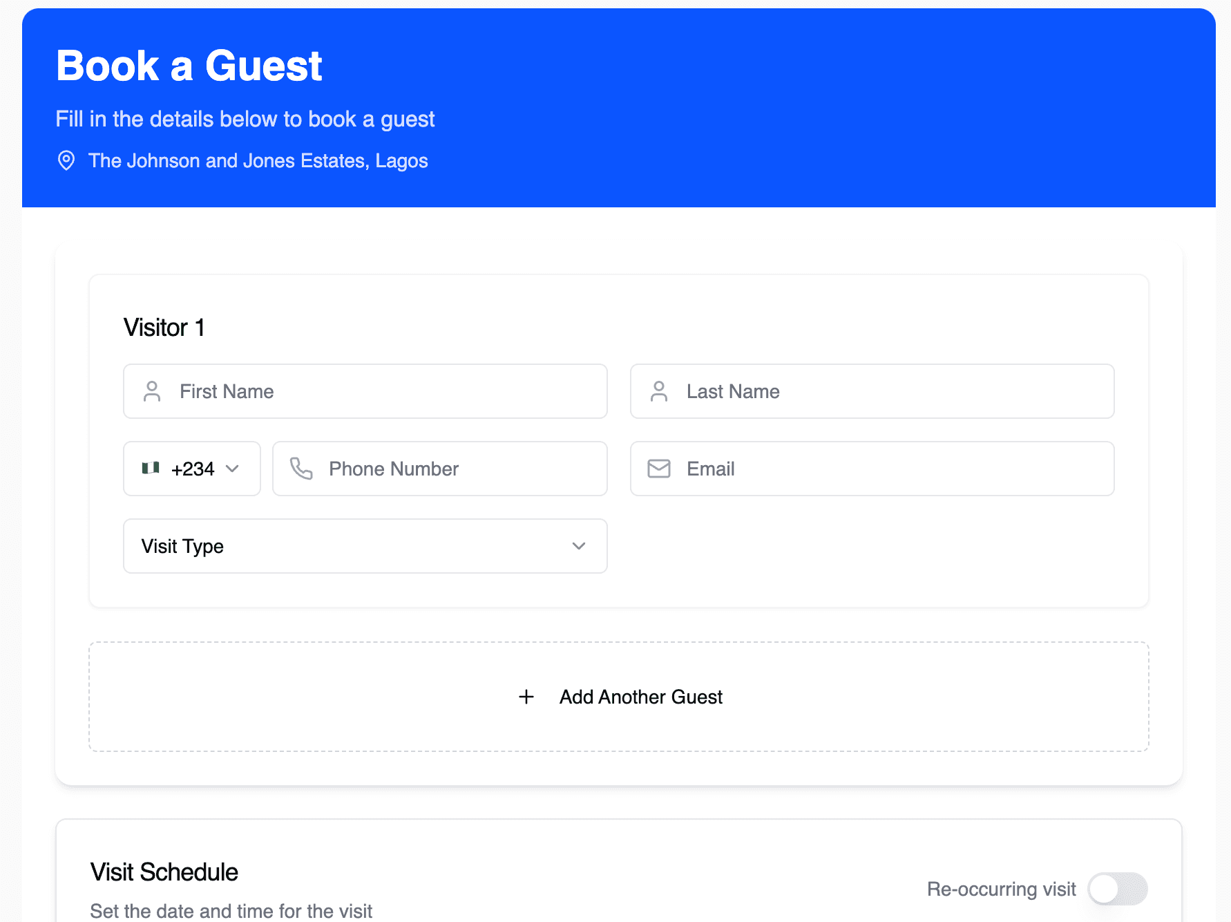 GuestPass Interface - Visitor Management