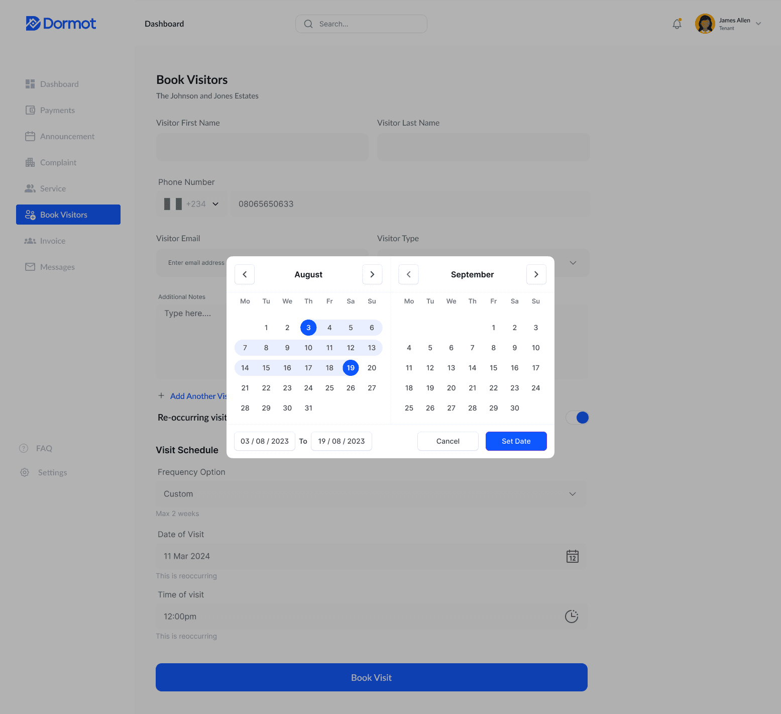 Dormot GuestPass Interface