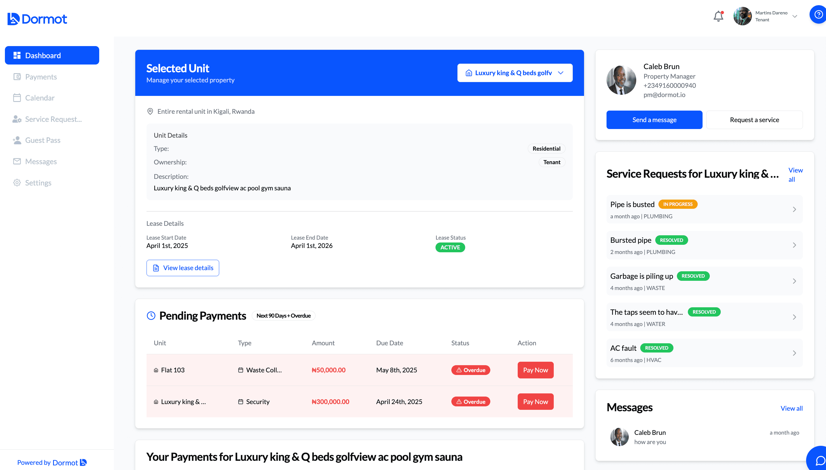 Tenant Portal Interface