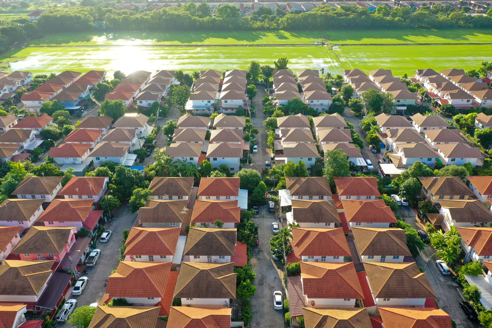 Aerial view of residential neighbourhood